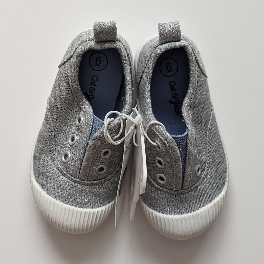 Cat & Jack silver slip on sneakers